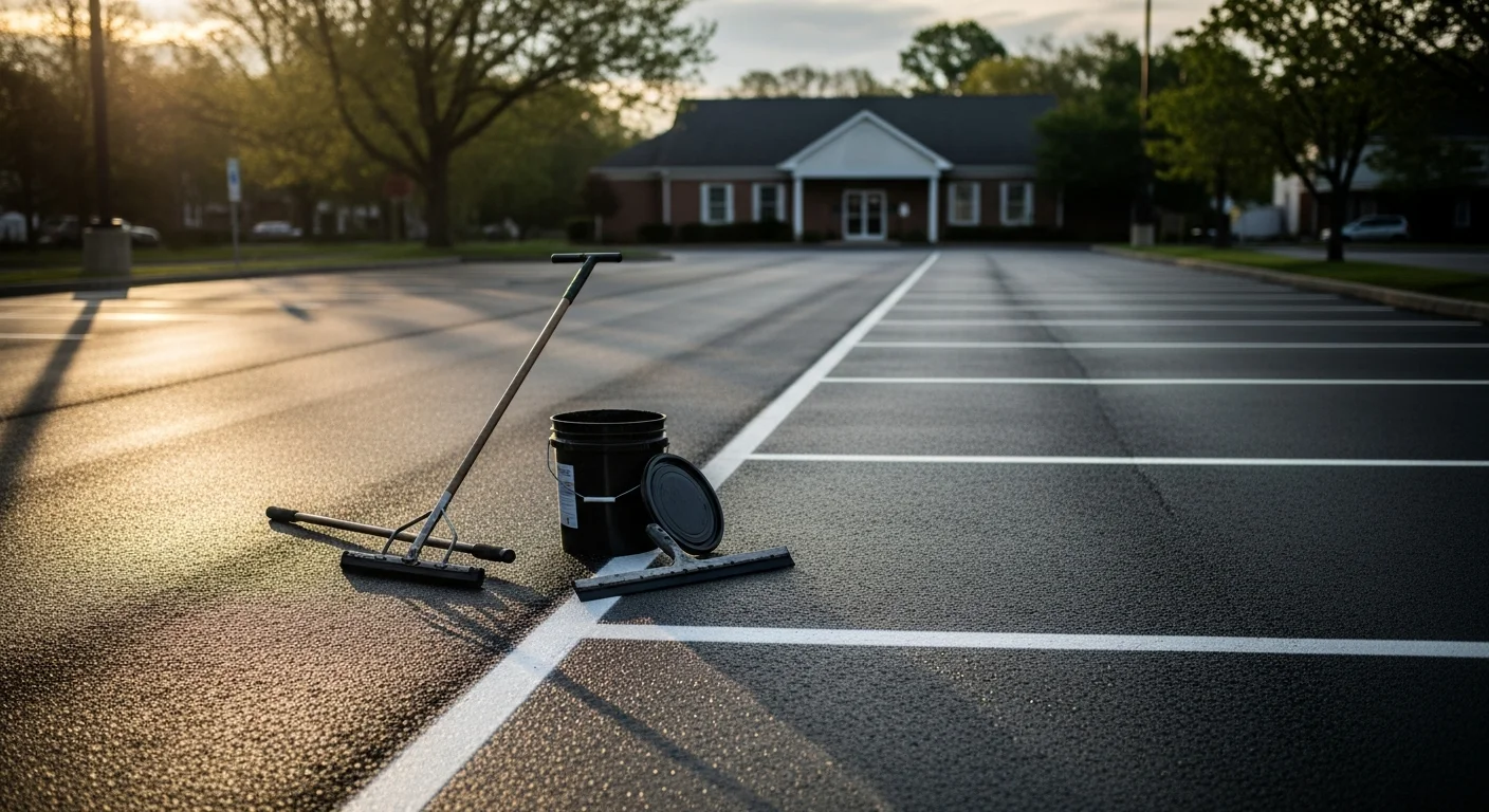 Well-maintained commercial parking lot with fresh line striping