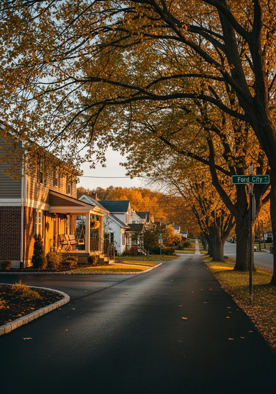 Portrait of a Ford City residential property with updated exterior and mature landscaping.